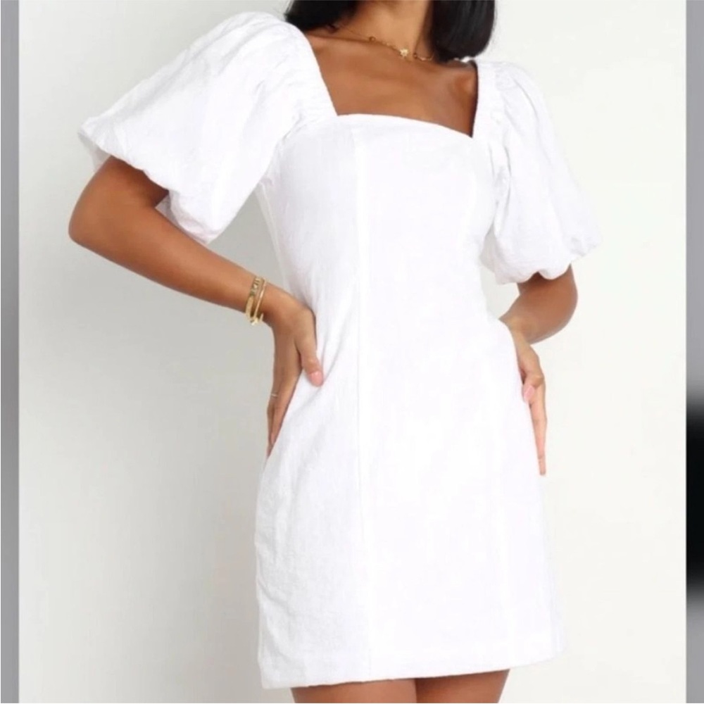 Sndys x Revolve Tuscany Dress Puff Sleeve White size Small
